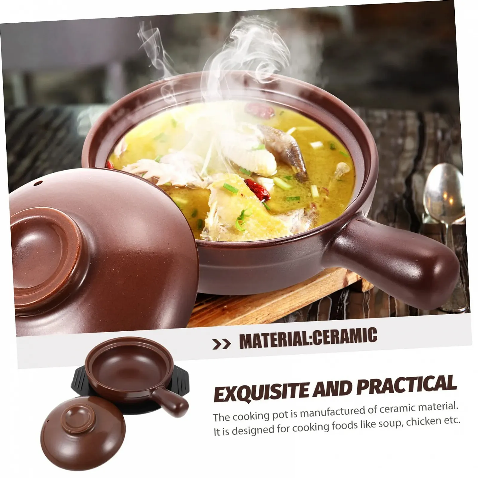 Набір Ківш керамічний термостійкий з ручкою для супів та здорових страв, фото №7