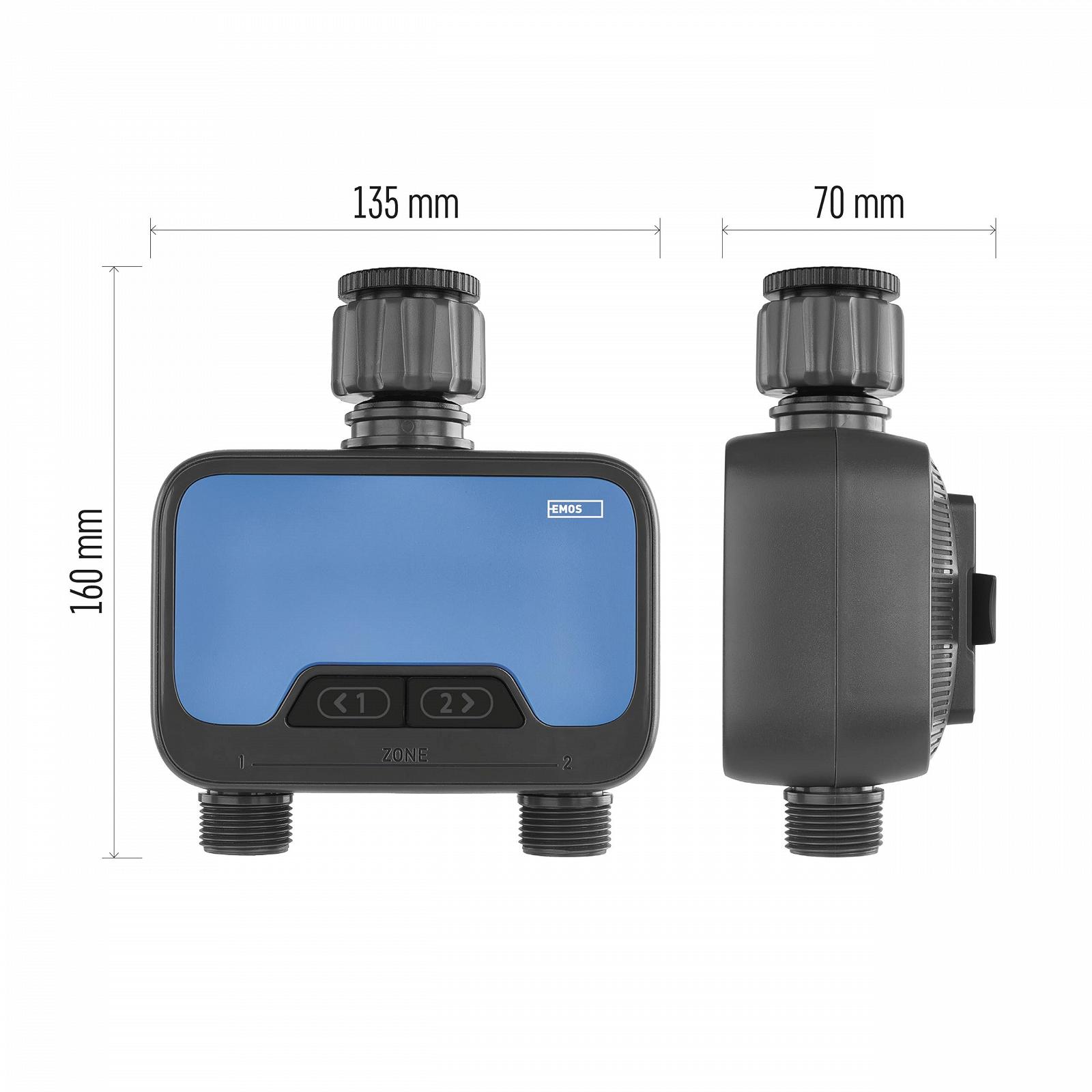 Розумний таймер поливу EMOS 2 виходи Bluetooth ZigBee 1 дюйм та 3/4 дюйма 8 бар 35 л/хв, фото №9 Розумний таймер поливу EMOS 2 виходи Bluetooth ZigBee 1 дюйм та 3/4 дюйма 8 бар 35 л/хв, фото №9