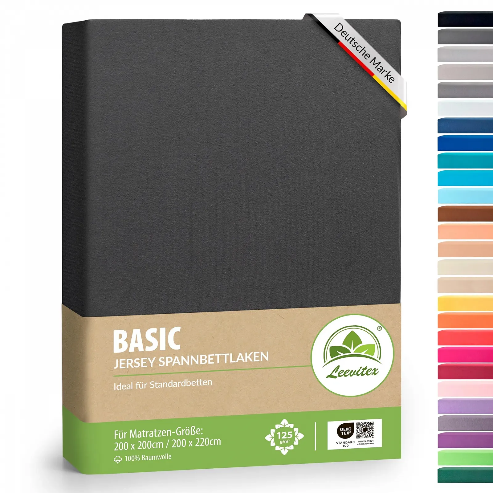 Простирадло на гумці leevitex Бавовна  Антрацит, фото №1