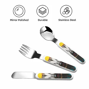 Набір дитячих столових приборів з принтом, три предмети, багаторазовий synthetic.ua - Фото 1