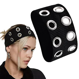 Купить Повязка на голову Вязаная с отверстиями Черный - Фото 1 Повязка на голову Вязаная с отверстиями Черный - Фото 1