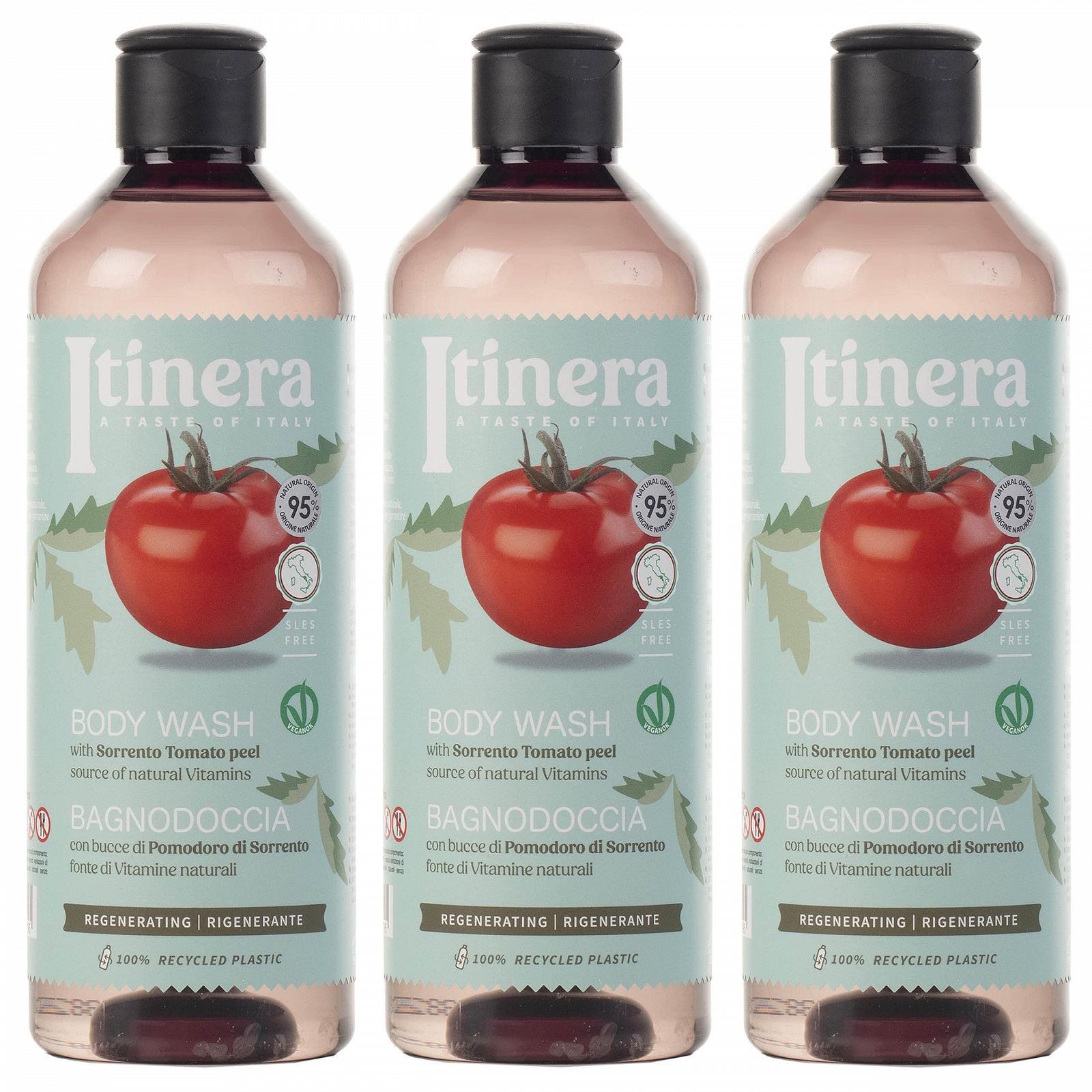 Регенеруючий гель для душу ITINERA Sorrento Tomato 95% натуральних інгредієнтів 370 мл набір з 4 шт., фото №4