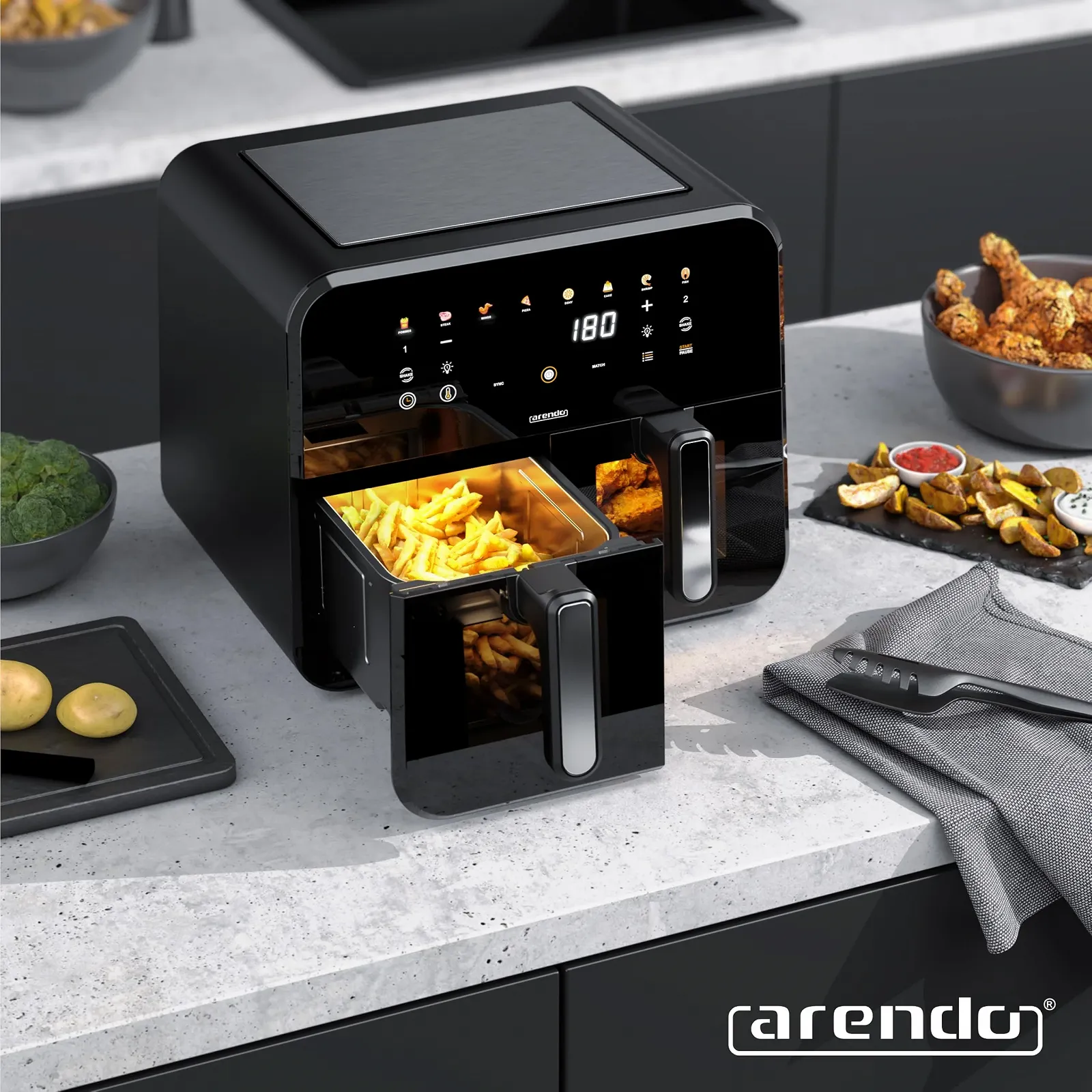 Мультипіч Arendo XXL 11 л 2600 Вт 2 камери 308011 Black, фото №6 Мультипіч Arendo XXL 11 л 2600 Вт 2 камери 308011 Black, фото №6