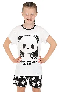 Пижама The PyjamaFactory Панда Хочу Спать Весь День Шорты для девочек Черно-белая Pj 7-16 лет synthetic.ua - Фото 1