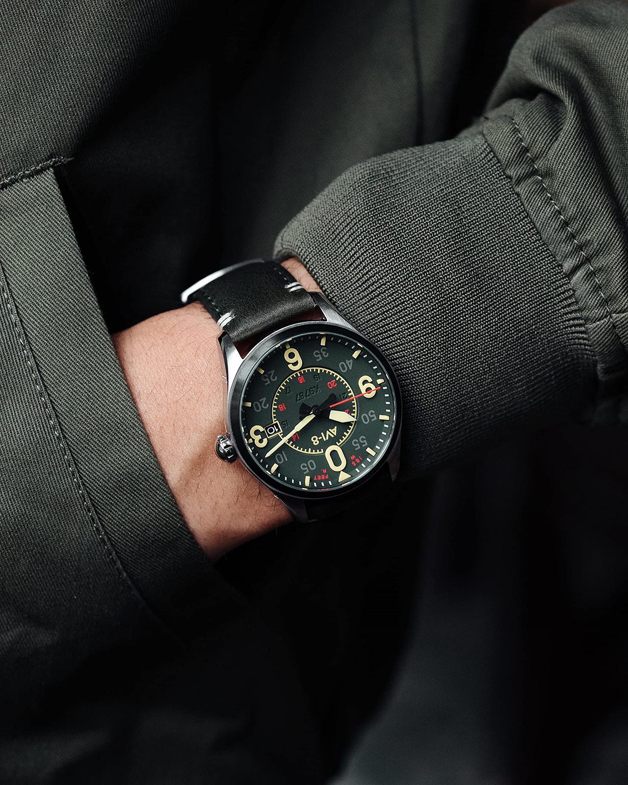 Чоловічий годинник AVI-8 Spitfire Smith Automatic 42 мм з шкіряним ремінцем AV-4090, фото №4