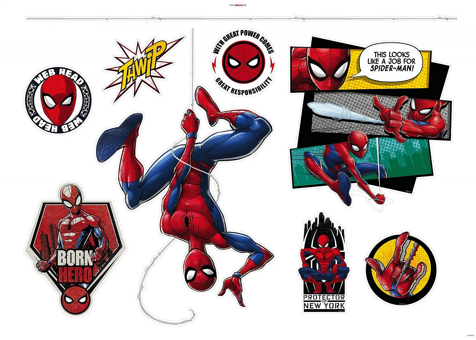 Наклейка на стену Komar Marvel Spider-Man Web Head 14740h 100 x 70 см 8 элементов, фото №2