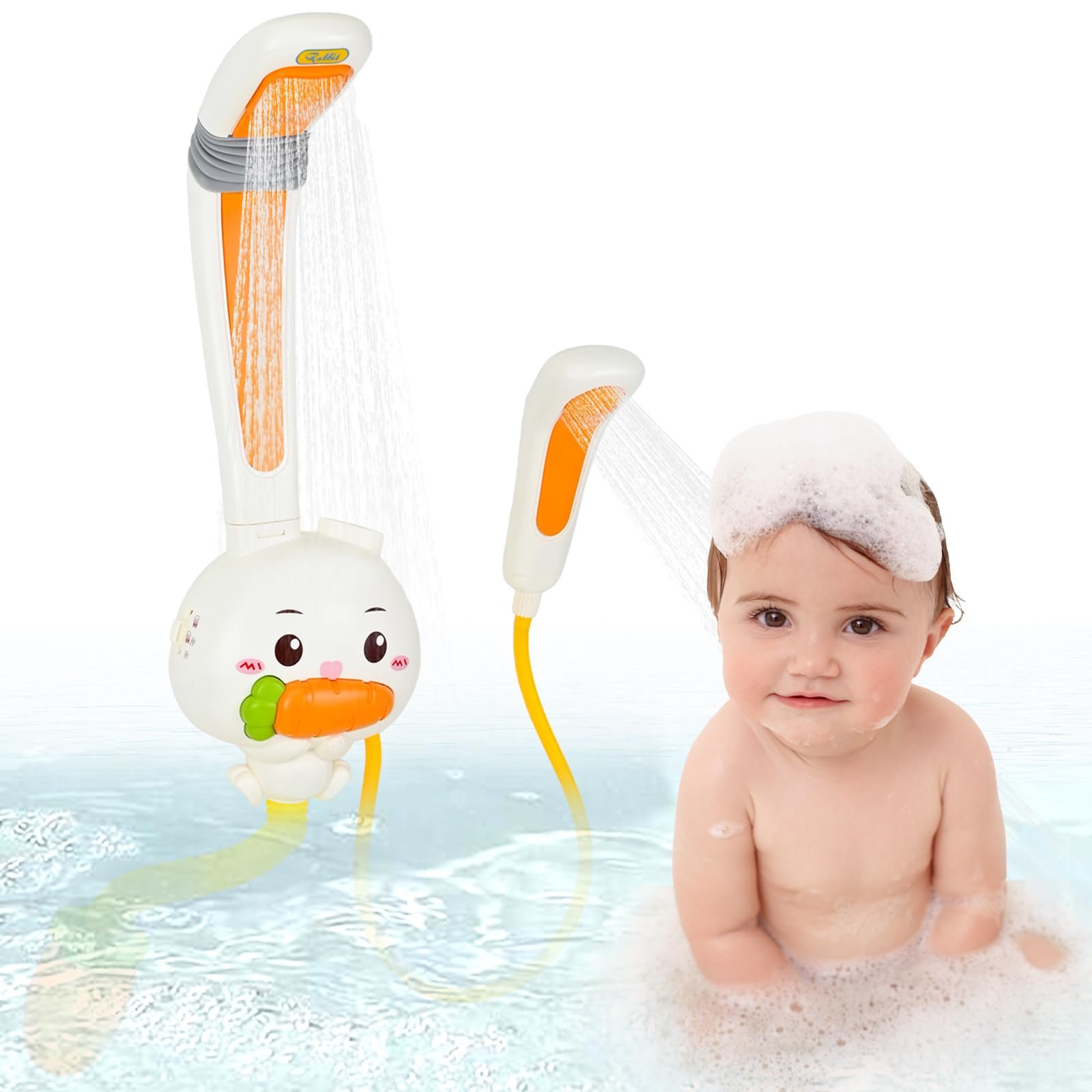 Іграшка для ванни Зайчик з 2 лійками для душу та акумуляторною батареєю, 3 режими розпилення, фото №1