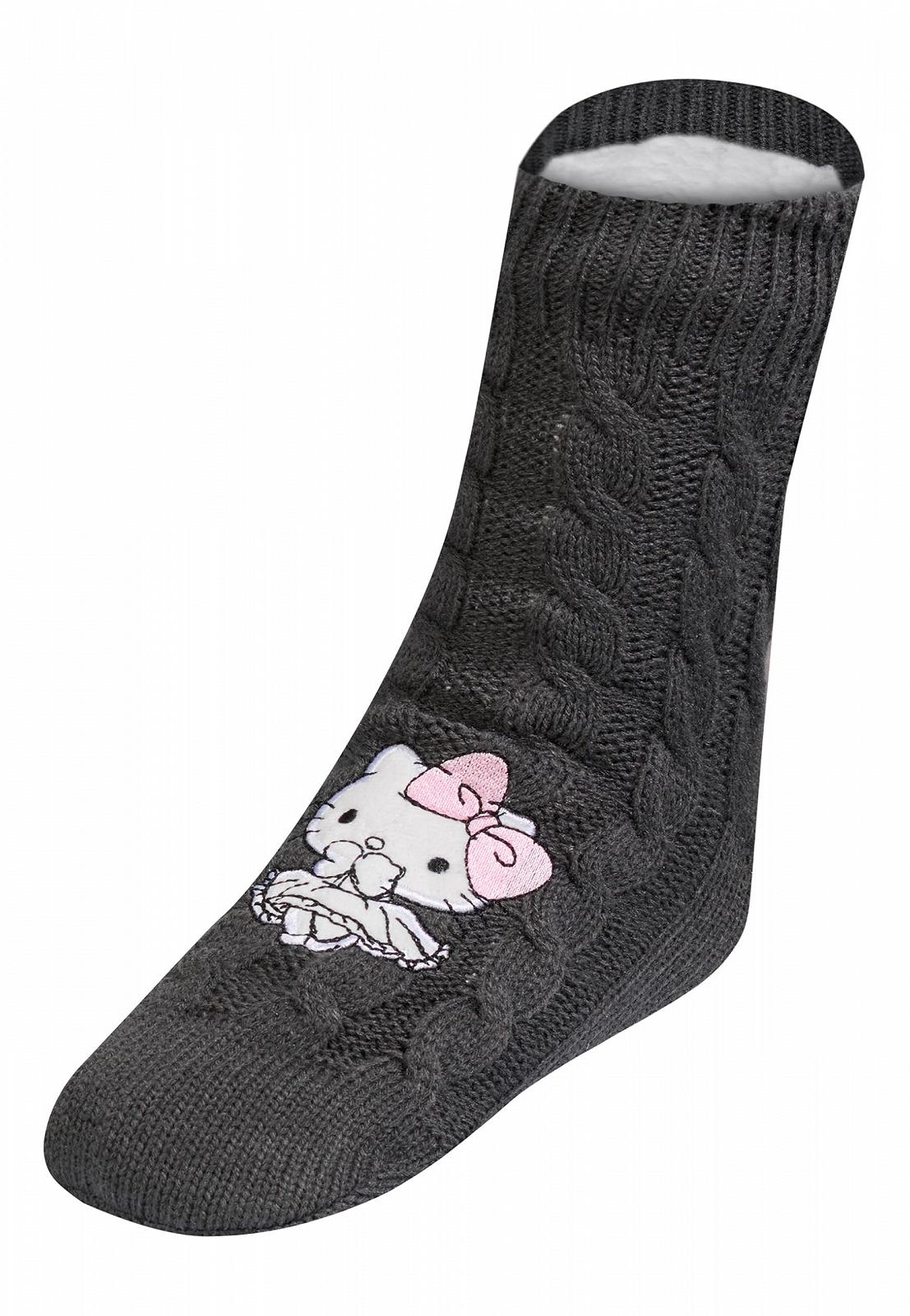 Носки Onomato! Hello Kitty Женские, 35-38, Набор 3 шт., Мягкие носки, Нескользящие, Мягкий материал, Темно-серые носки-стопперы для теплых ног, Удобная посадка, фото №3