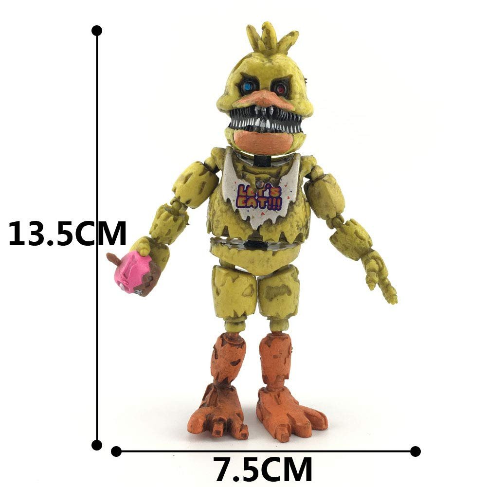 Фігурки FNAF Nightmare Foxy Bear Chica, іграшкові ляльки для подарунків на день народження, прикраси для торта, набір із 6 штук, фото №4