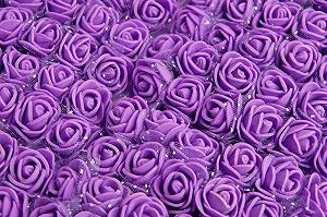 Букет роз из фоамирана с фатином Лентомания 20мм сиреневый ROSEFOM20LLC - Фото 1