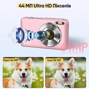 Цифровая компактная фотокамера Camkory DC403 44Мп Full HD Розовый + Карта памяти 32 ГБ synthetic.ua - Фото 1