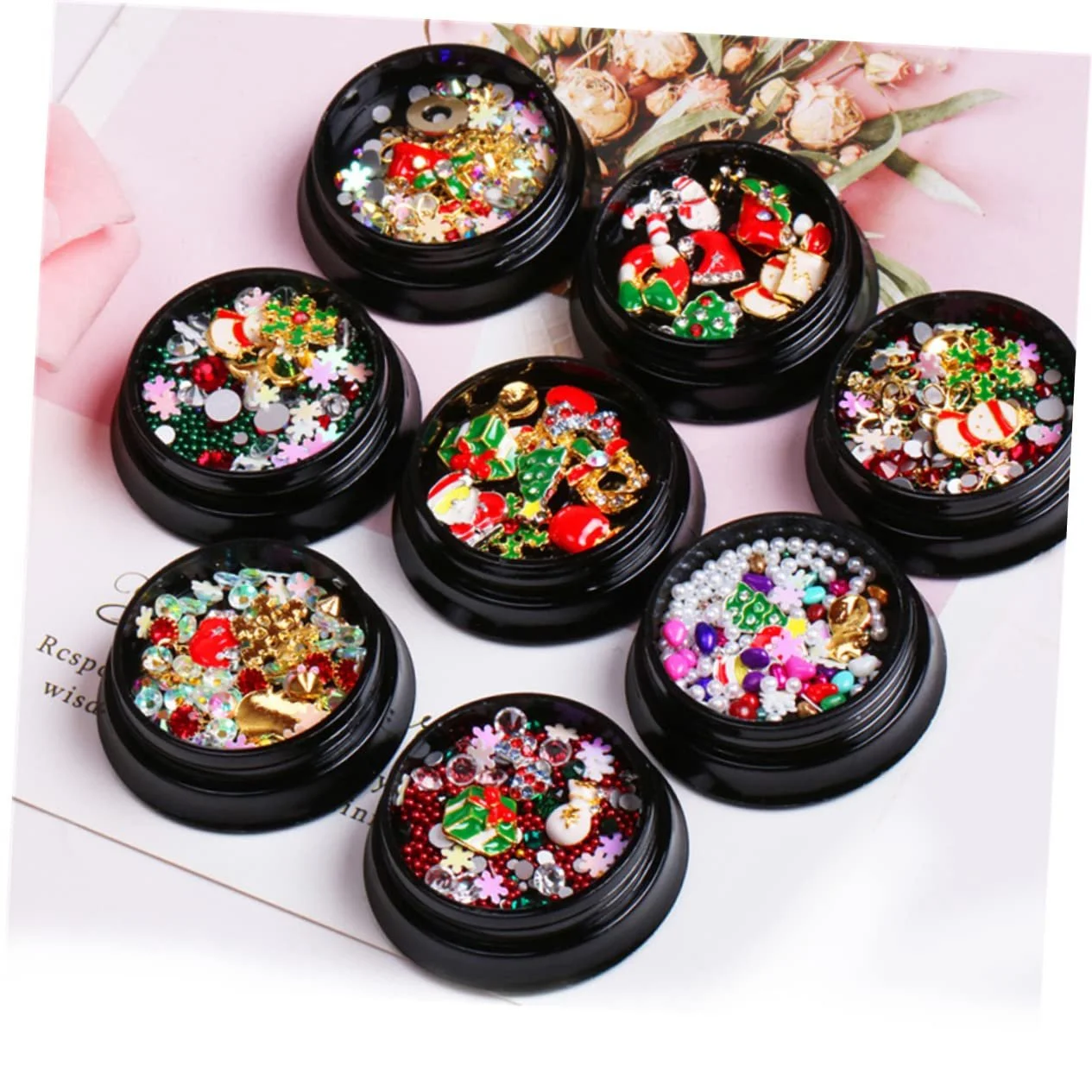 Украшения для ногтей FRCOLOR Рождественские 2 шт. Аксессуары для маникюра со сплавными заклепками Санта Клаус и снежинки Креативные украшения для ногтей для праздничных случаев, фото №2