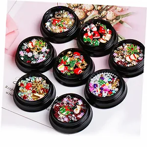 Украшения для ногтей FRCOLOR Рождественские 2 шт. Аксессуары для маникюра со сплавными заклепками Санта Клаус и снежинки Креативные украшения для ногтей для праздничных случаев synthetic.ua - Фото 1