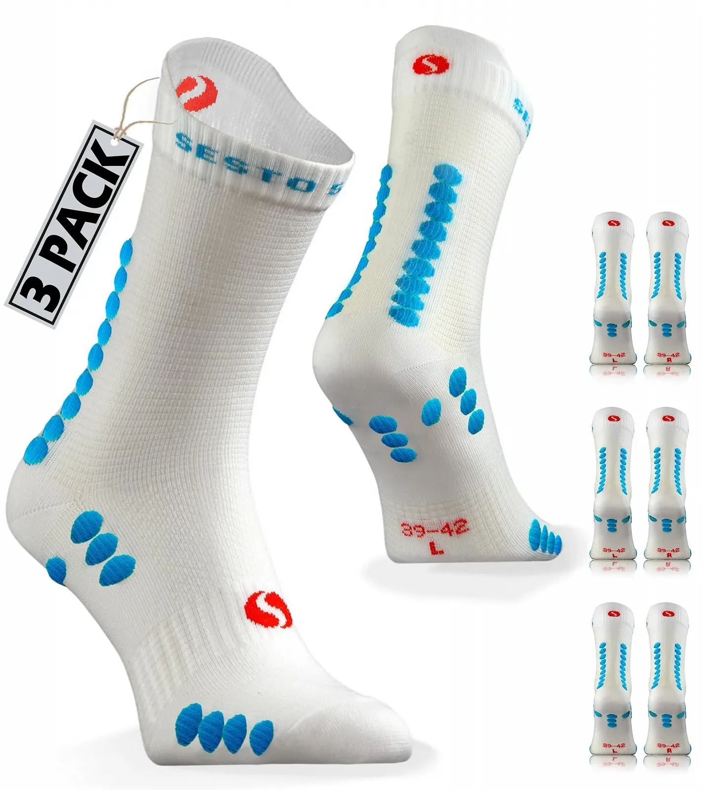 Спортивные носки Sesto Senso (3 пары) для мужчин и женщин, разноцветные, для бега, носки до икр, водоотталкивающие, фото №1