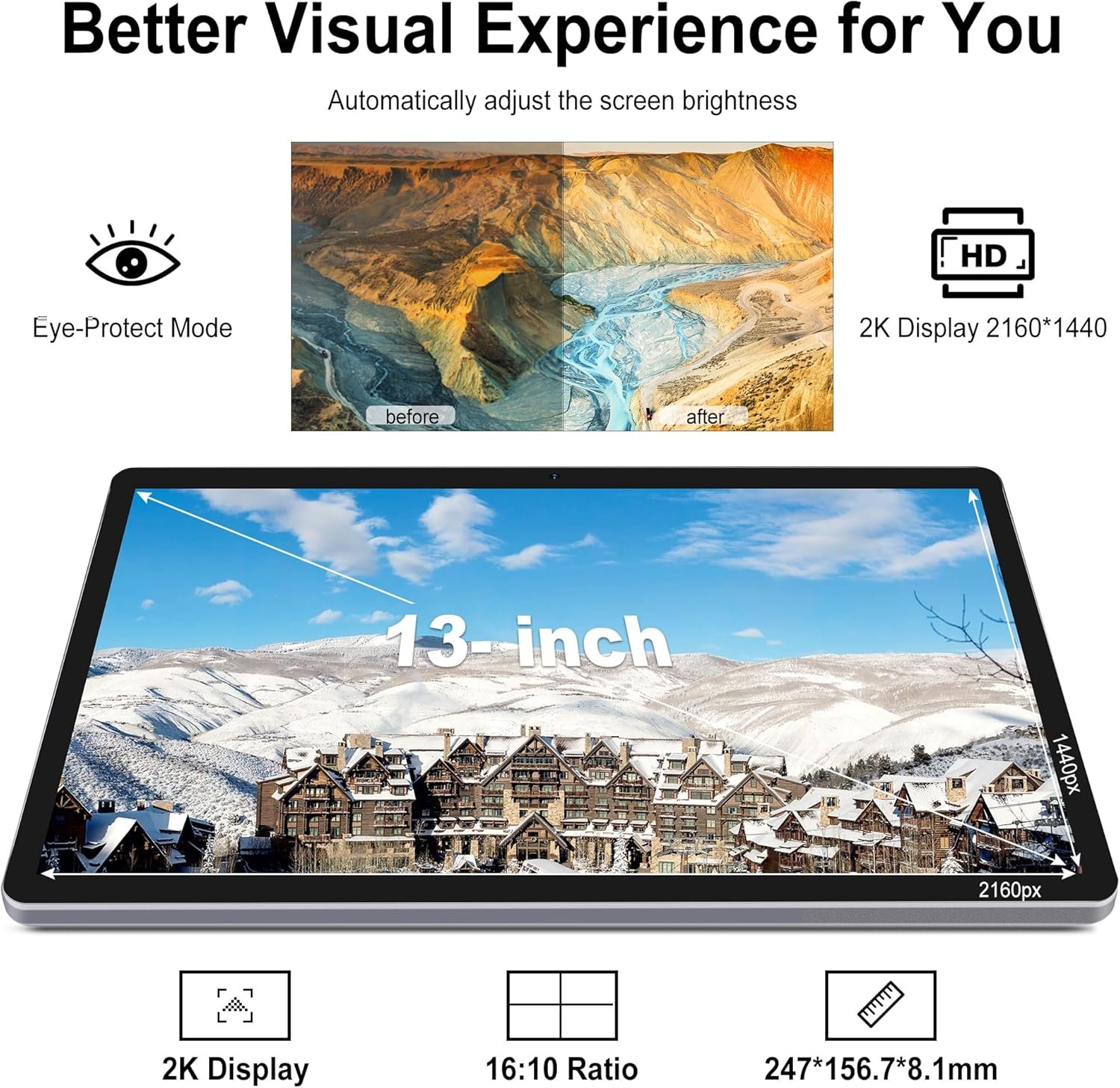 Планшет 13" 2K Veidoo T80 Plus (8+8)/256Gb 4G 2-SIM 8 ядер Android 12 10000 mAh Сірий, фото №7