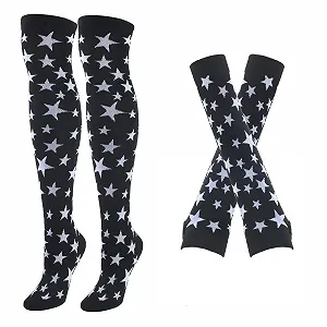 Гетри в смужку в'язані довгі шкарпетки вище коліна набір 2 пари - Фото 1