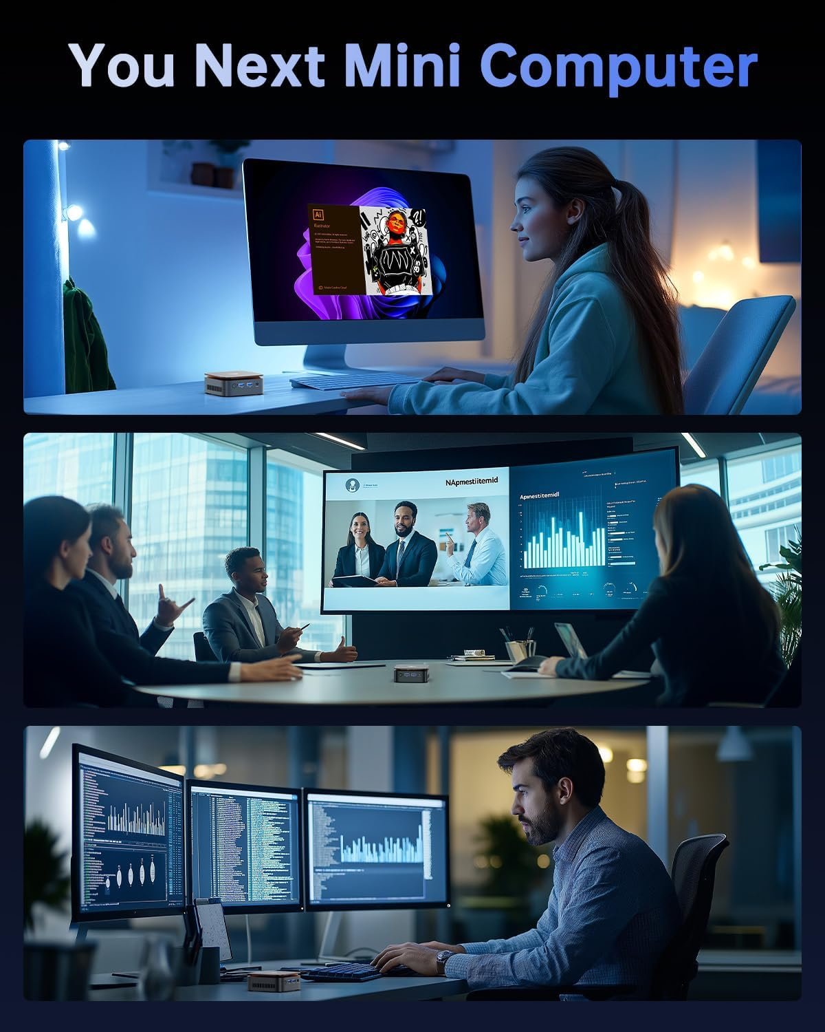 Мини ПК NiPoGi AK1PLUS / Intel N100 / RAM 16GB / SSD 1 TB / 1 x HDMI / LAN / Wi-Fi 6 / Bluetooth 5.2 / Windows 11 / Черный, фото №6 Мини ПК NiPoGi AK1PLUS / Intel N100 / RAM 16GB / SSD 1 TB / 1 x HDMI / LAN / Wi-Fi 6 / Bluetooth 5.2 / Windows 11 / Черный, фото №6