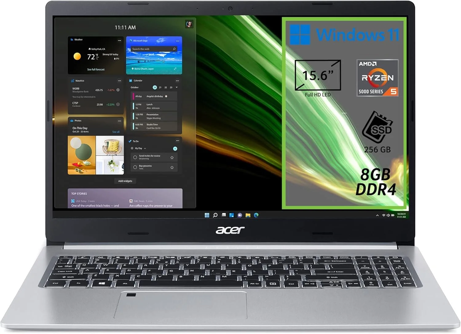Ноутбук 15.6" Acer Aspire 5 (A515-45-R9EC) AMD Ryzen 5 5500U 8GB SSD 256GB Windows 11 Home Алюмінієвий корпус (UKR), фото №1