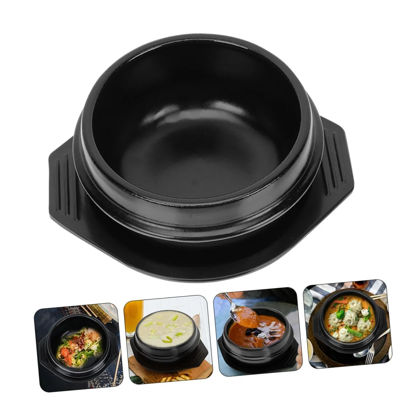 Керамическая кастрюля SOLUSTRE с подставкой и двойной ручкой антипригарная, фото №8