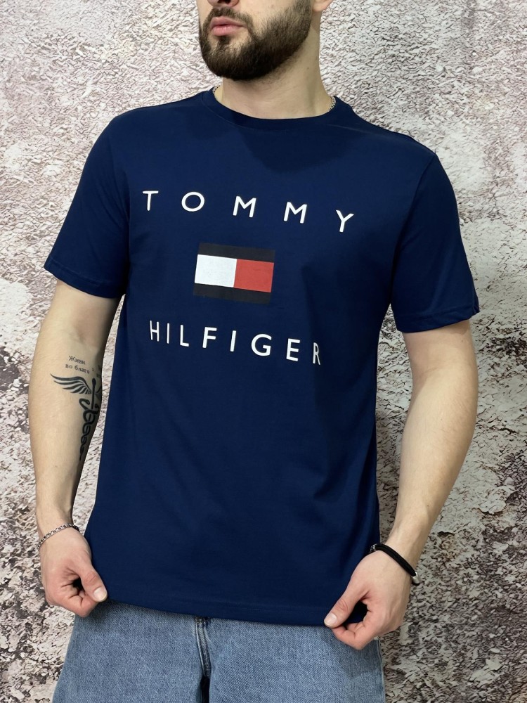 Футболка Tommy Hilfiger синя вел лого, фото №1