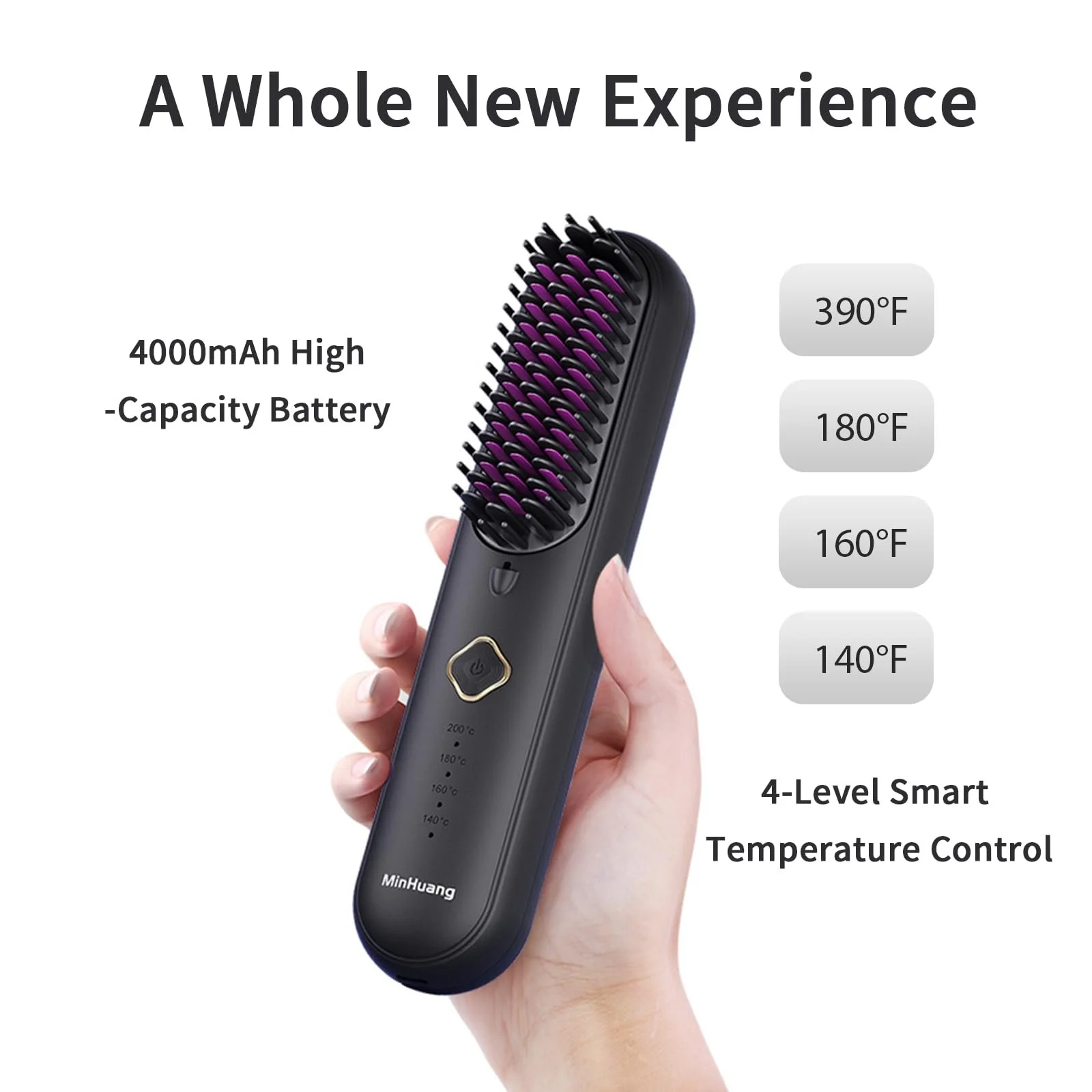 Беспроводная щетка-выпрямитель Portable Mini 140-200°C Ion Technology Серый, фото №5