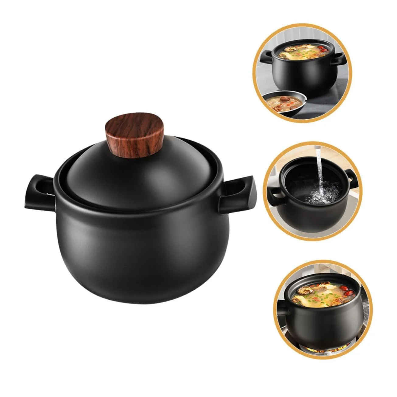 Кастрюля керамическая Toyvian жаропрочная с крышкой и антипригарным покрытием большая для газовых плит, фото №8