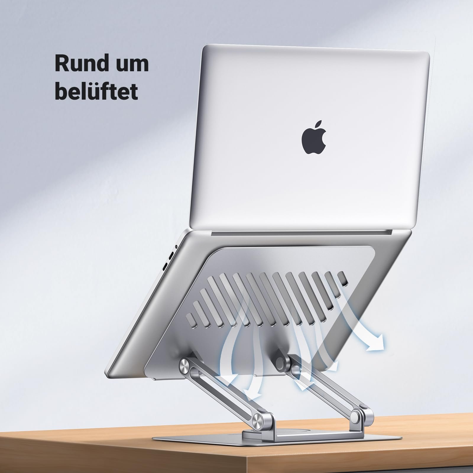 Подставка для ноутбука UGREEN, регулируемая по высоте, вращающаяся подставка для ноутбука, вращающееся основание, совместима со всеми ноутбуками 10-17,3 дюймов, MacBook, Dell, Lenovo (серебристая), фото №8 Подставка для ноутбука UGREEN, регулируемая по высоте, вращающаяся подставка для ноутбука, вращающееся основание, совместима со всеми ноутбуками 10-17,3 дюймов, MacBook, Dell, Lenovo (серебристая), фото №8
