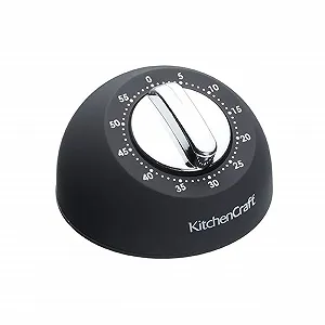 Таймер кухонный механический KitchenCraft 1 час мягкое покрытие черный - Фото 1