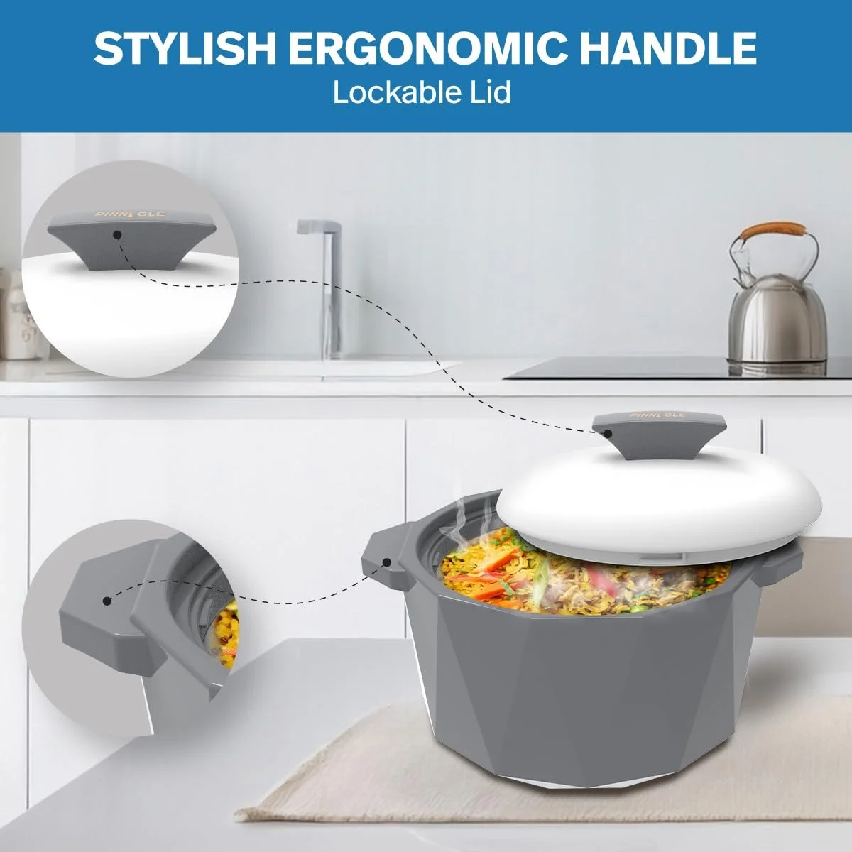 Набір ізольованих каструль Pinnacle з кришкою 3 предмети 3/2/1 кварт Hot Pot, фото №3