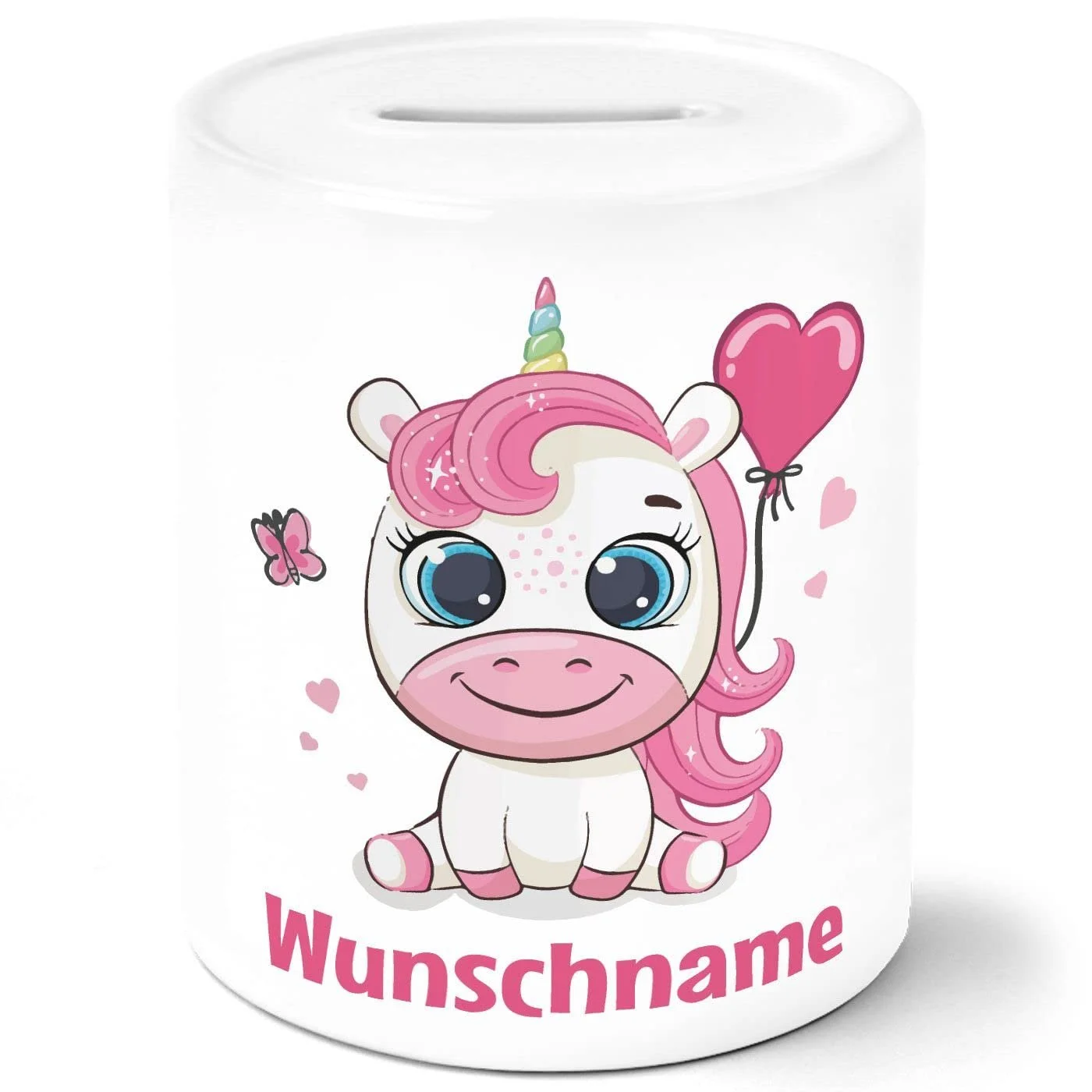 Скарбничка Unicorn персоніфікована з ім'ям біла керамічна для дівчаток, фото №1