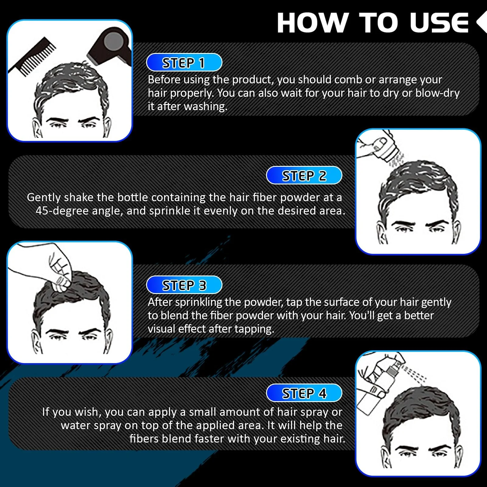 Волокна для волосся, Професійна волокниста пудра для волосся, Темно-коричневий, фото №5