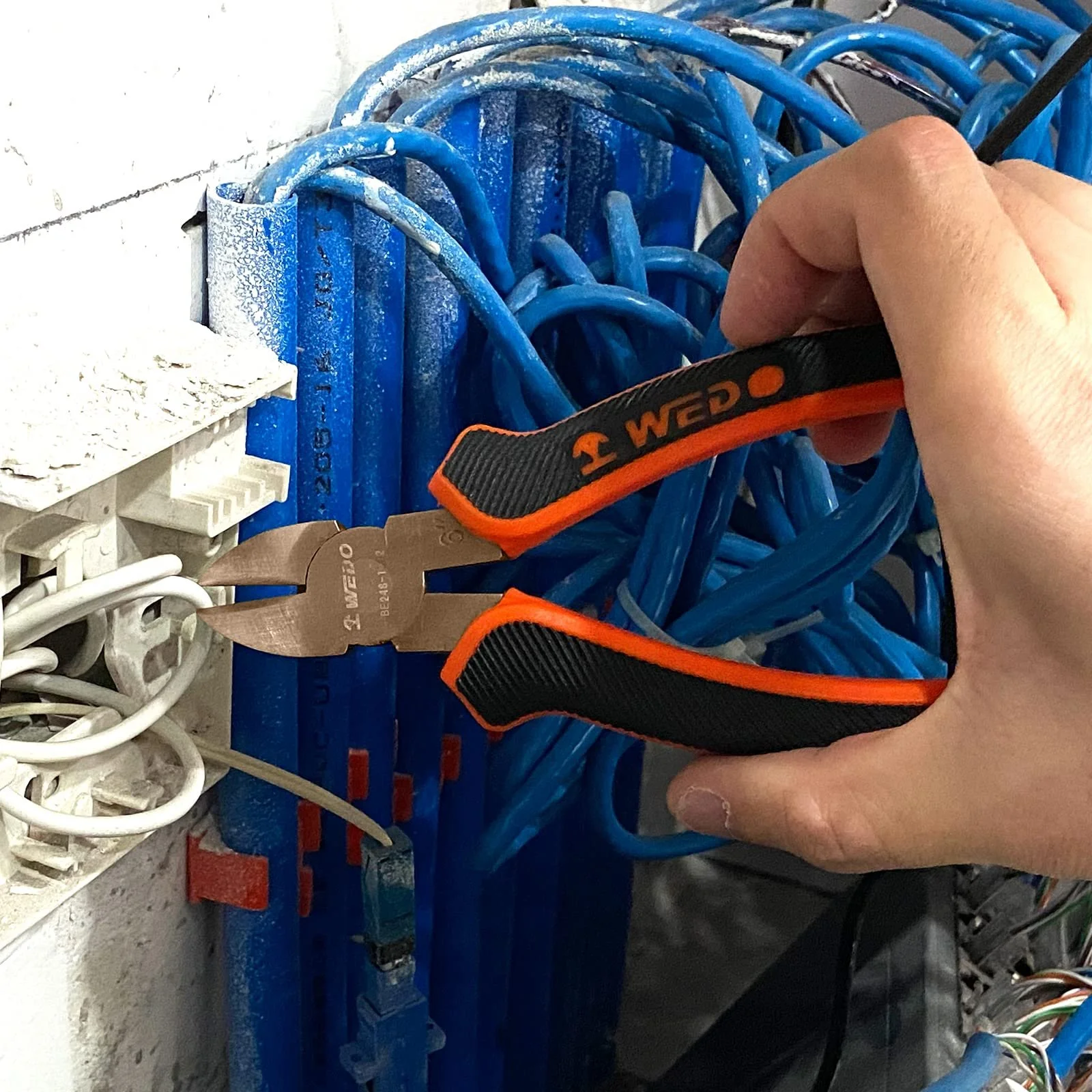 Боковые кусачки WEDO Non-sparkling, прецизионная резка, профессиональные кусачки для кабеля, бериллиевая медь, длина 200 мм, универсальные плоскогубцы для резки, зачистки, обжима кабеля, немагнитные, BAM/FM, фото №6