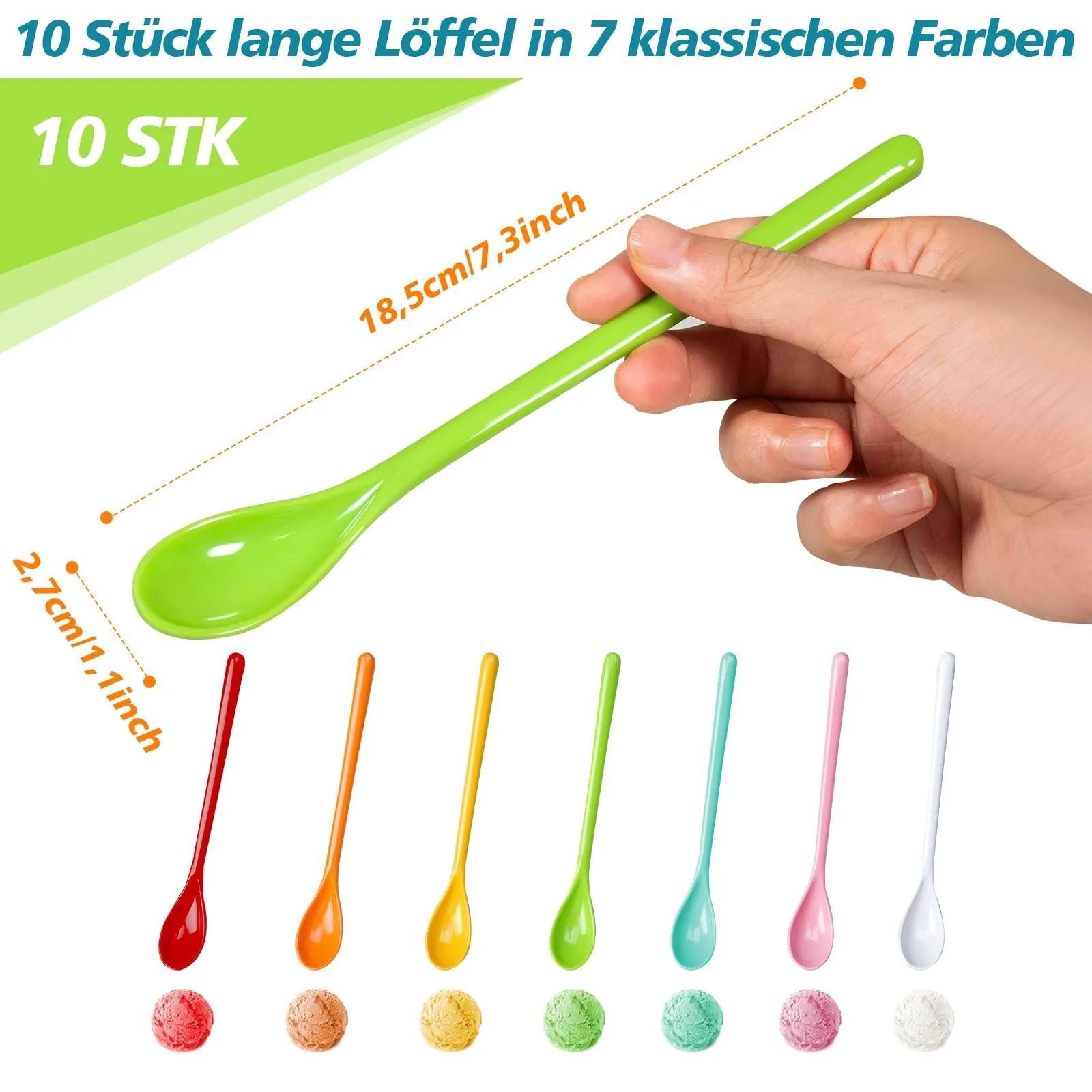 Набір пластикових ложок, 10 шт, довгі, фото №3