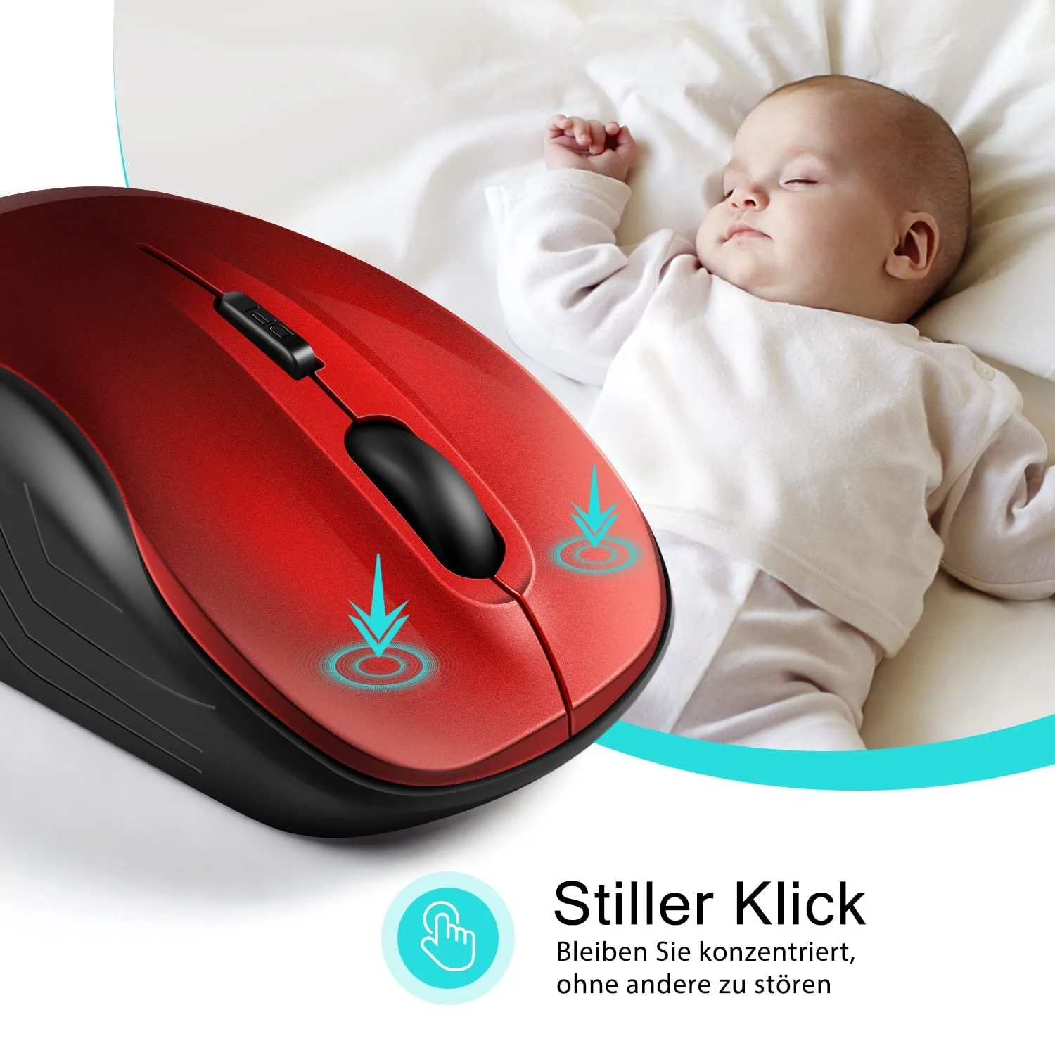 Мышь Беспроводная LeadsaiL 1600 DPI 4 кнопки Красный, фото №3 Мышь Беспроводная LeadsaiL 1600 DPI 4 кнопки Красный, фото №3