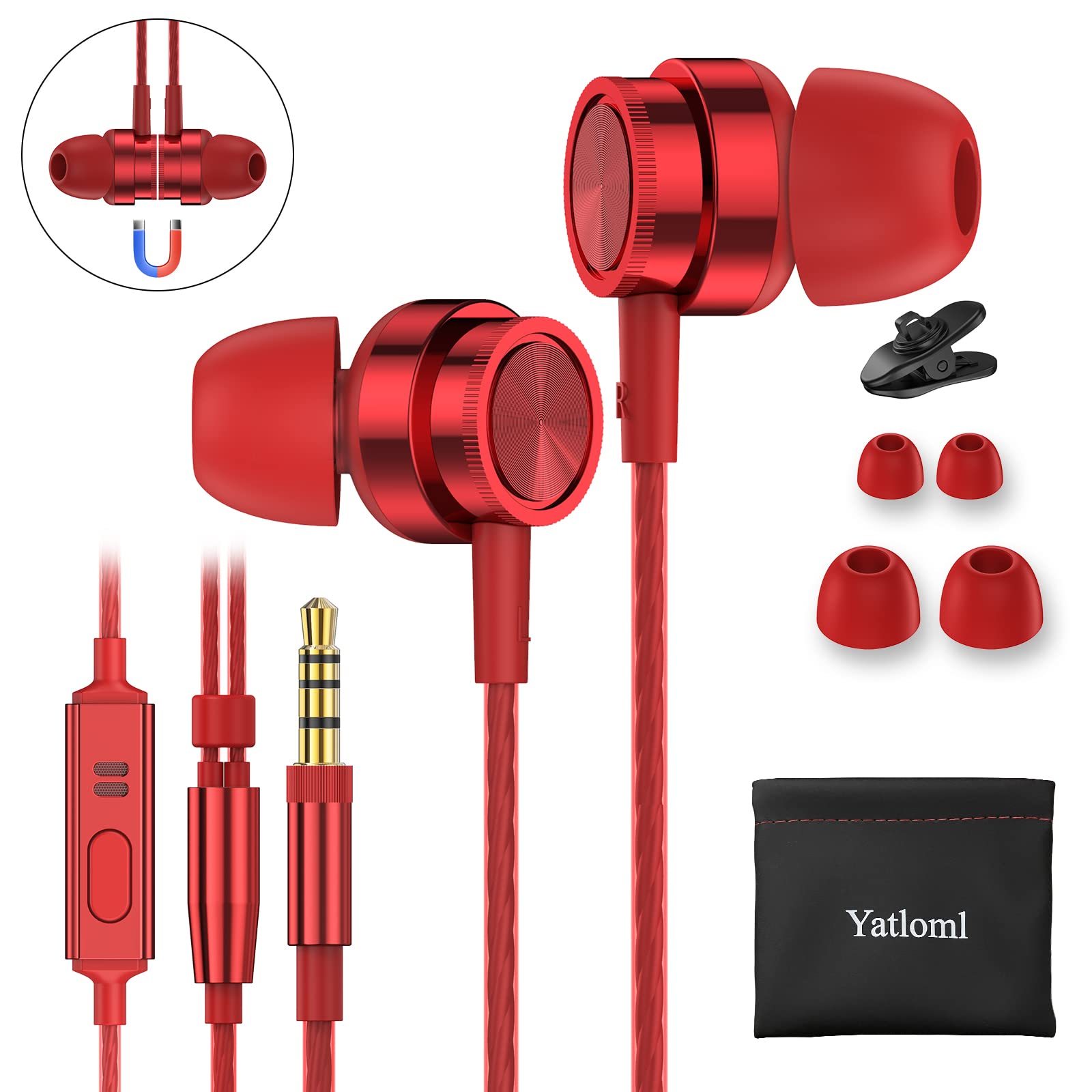 Навушники In-Ear з кабелем з мікрофоном шумозаглушенням стерео HiFi звук 3.5 мм сумісність з Samsung Galaxy iPhone смартфон MP3 плеєри, фото №7