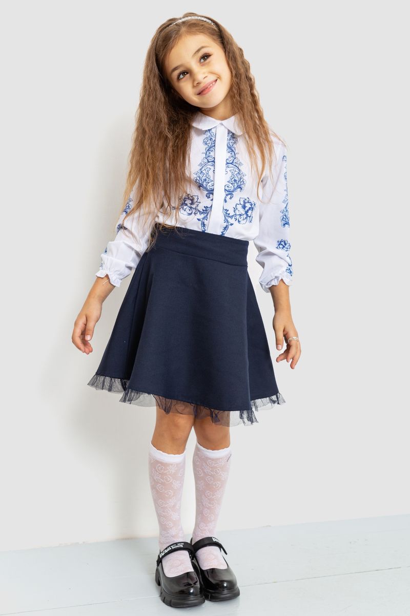 Блуза для дівчаток нарядова колір біло-синій 172R026-1, фото №4