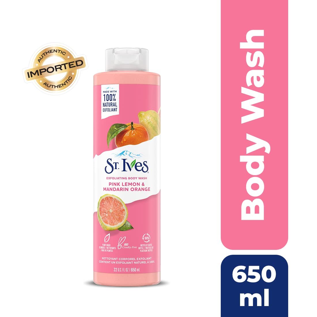 Гель для душа отшелушивающий St. Ives Radiant Skin Pink Lemon and Mandarin Orange 650 мл 473 мл, фото №2