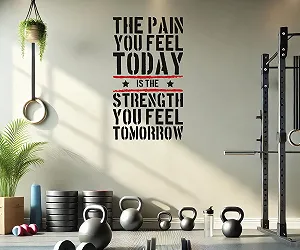 Наклейка на стіну Pain Today Strength Tomorrow Gym Motivational 57 x 100 см Чорно-червона - Фото 1