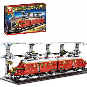 Потяг Reobrix 66034 Winter Christmas Train на 2282 частини, з освітленням, треками, затискними блоками, різдвяними прикрасами - Фото 1