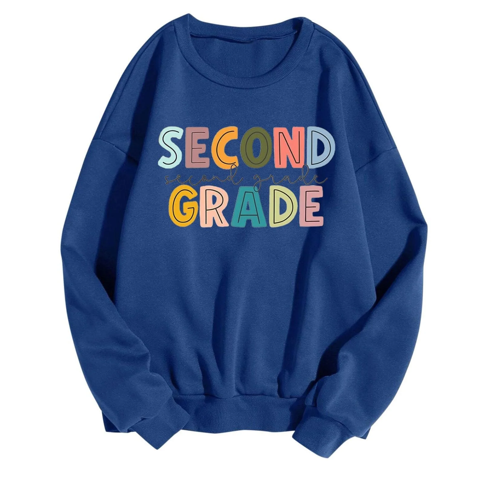 Женский свитшот однотонный/с принтом Свободные топы с длинными рукавами Круглый вырез Эластичный Легкий Длинный рукав Свободный пуловер с карманом Легкий уличный стиль, фото №1