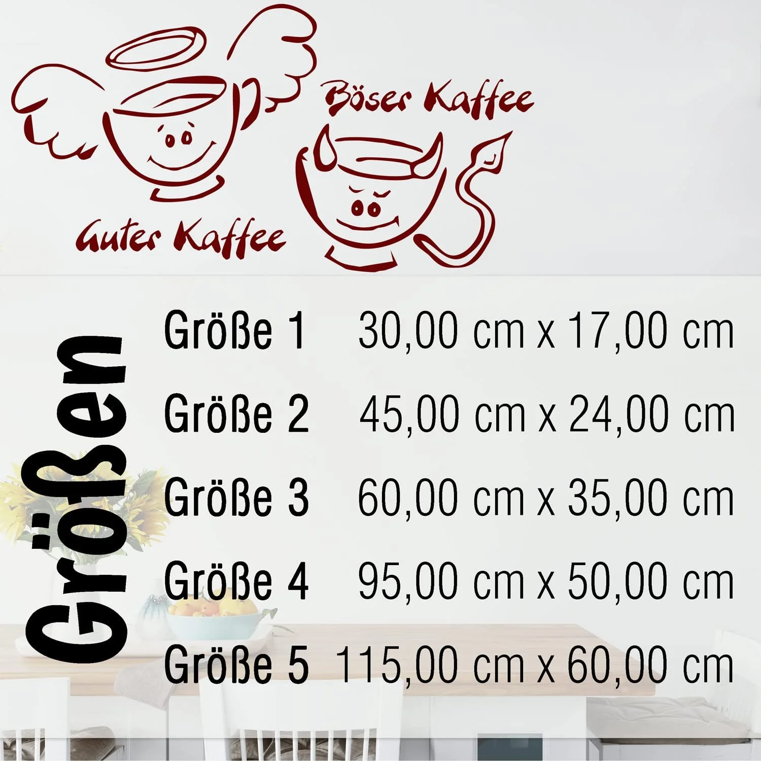 Наклейка на стіну Sunnywall Good Coffee Kitchen Size 3 60 x 35 см, фото №3 Наклейка на стіну Sunnywall Good Coffee Kitchen Size 3 60 x 35 см, фото №3