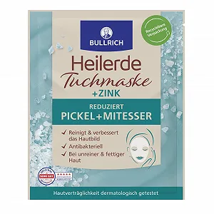 Тканевая маска для лица Bullrich Healing Earth + Zinc | Уменьшает прыщи и черные точки | Веганская | 1 шт - Фото 1