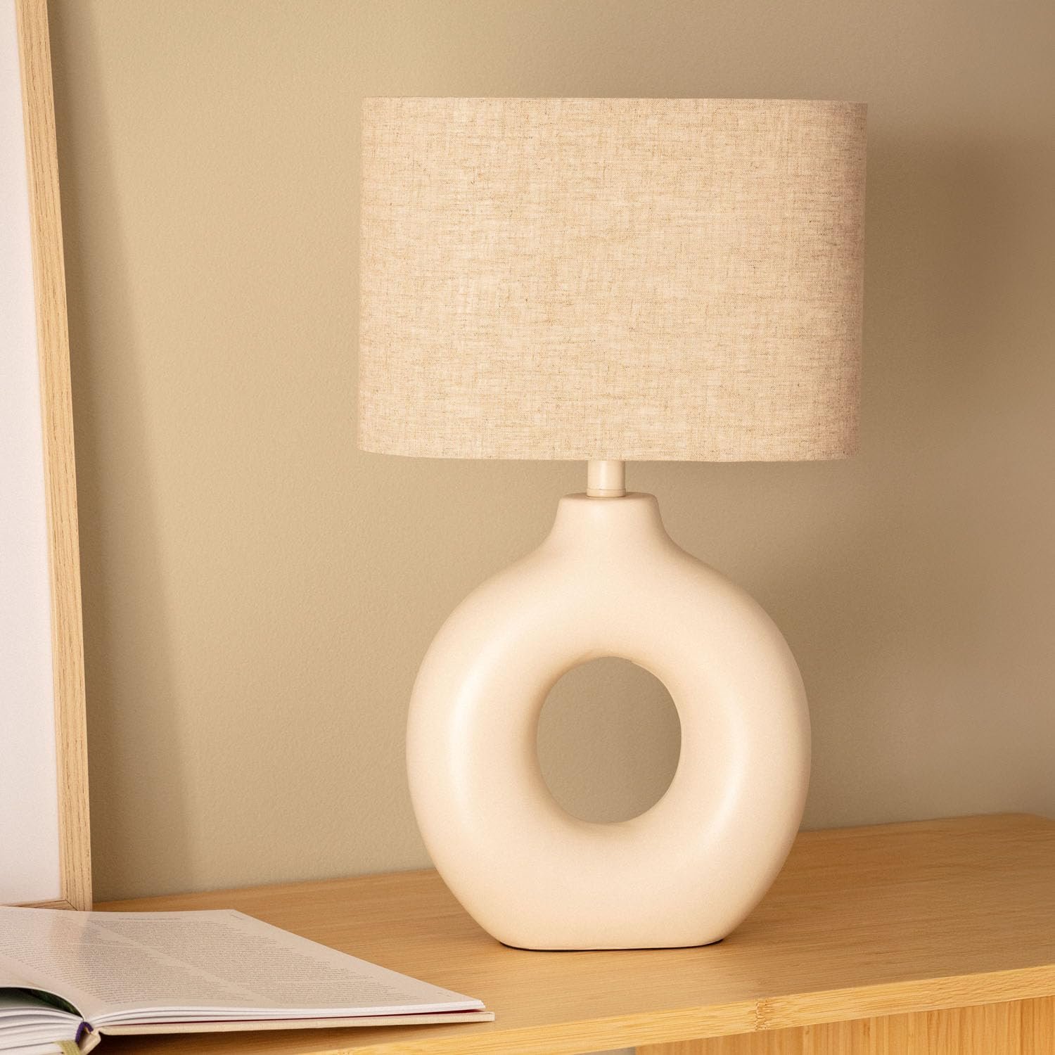 Настільна лампа LEDKIA LIGHTING Memphis Ceramic & Fabric E27 IP20 Бежева, фото №8