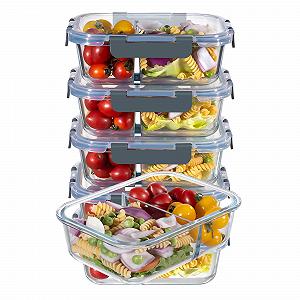 Контейнери для зберігання їжі MFY 5 Packs 36 oz 2 Compartments Grey - Фото 1