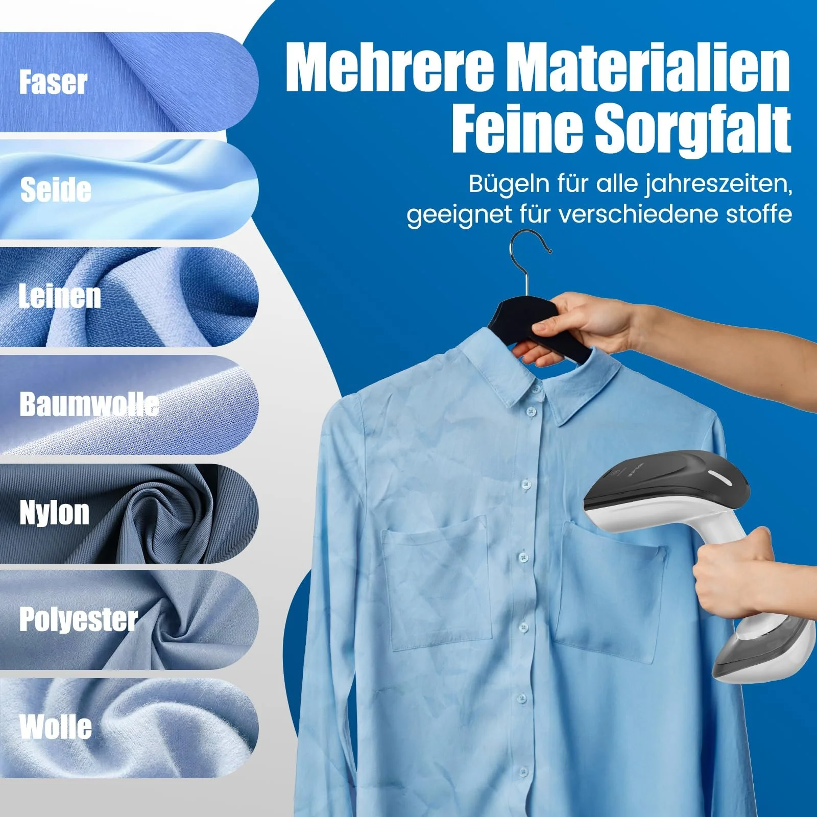 Вертикальний відпарювач 1800W 20г/хв 300мл 220V Портативний 2-в-1, фото №7