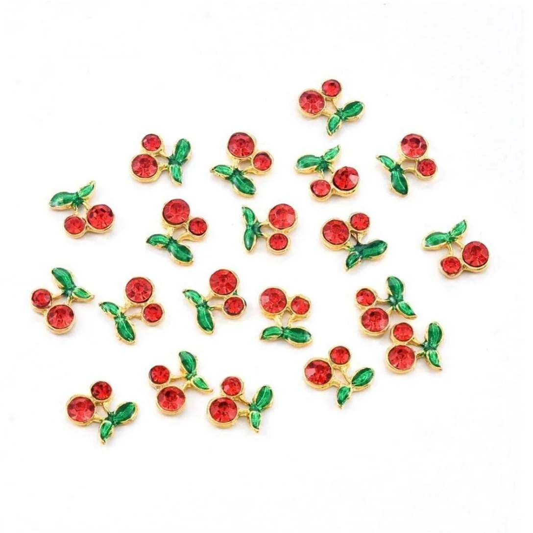 3D украшения для ногтей 10 штук Стразы в форме вишни, Милые блестящие аксессуары для ногтей для женщин и девушек, фото №3