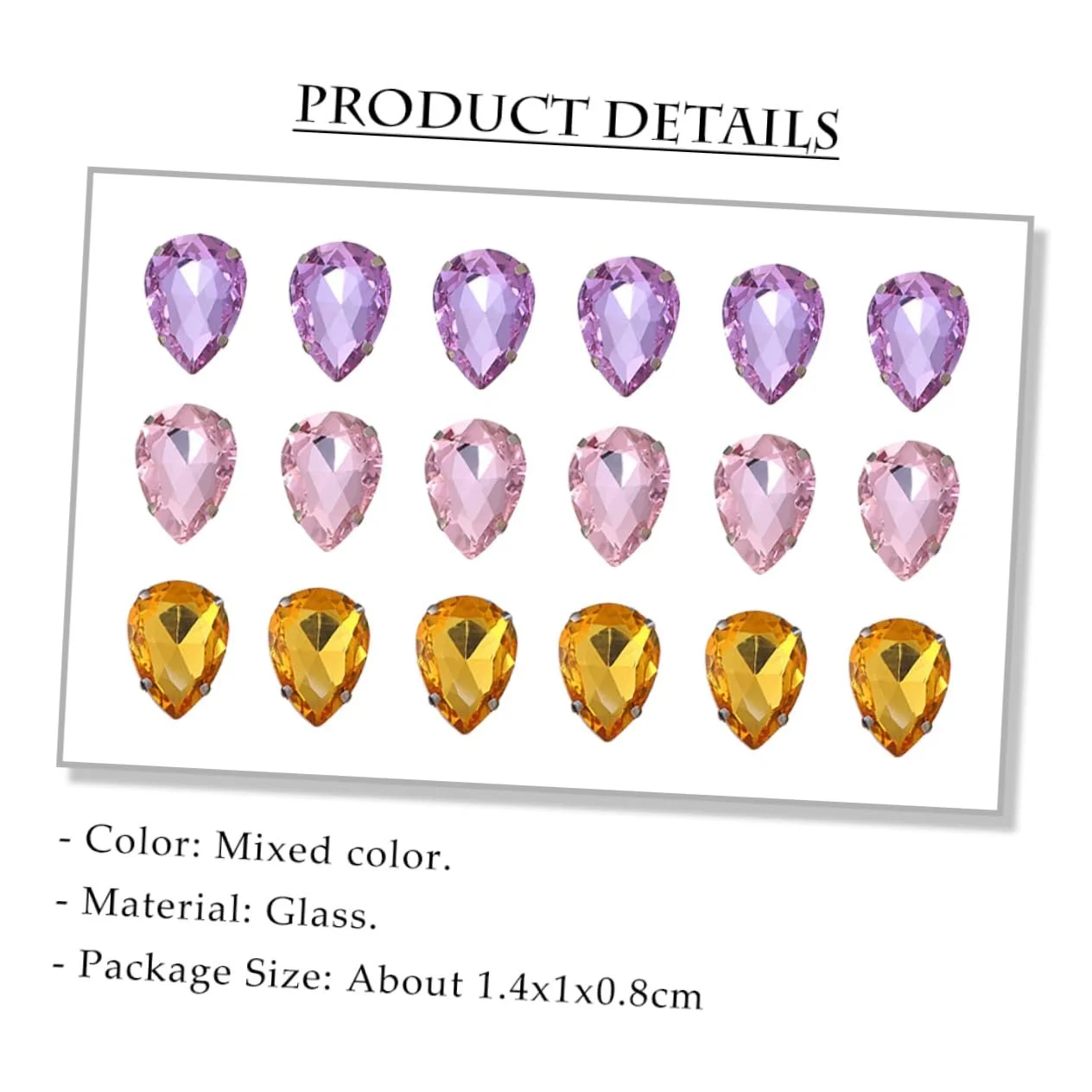 Хрустальные стразы Lurrose Каплевидные в оправе, 150 шт, смешанные цвета, фото №6
