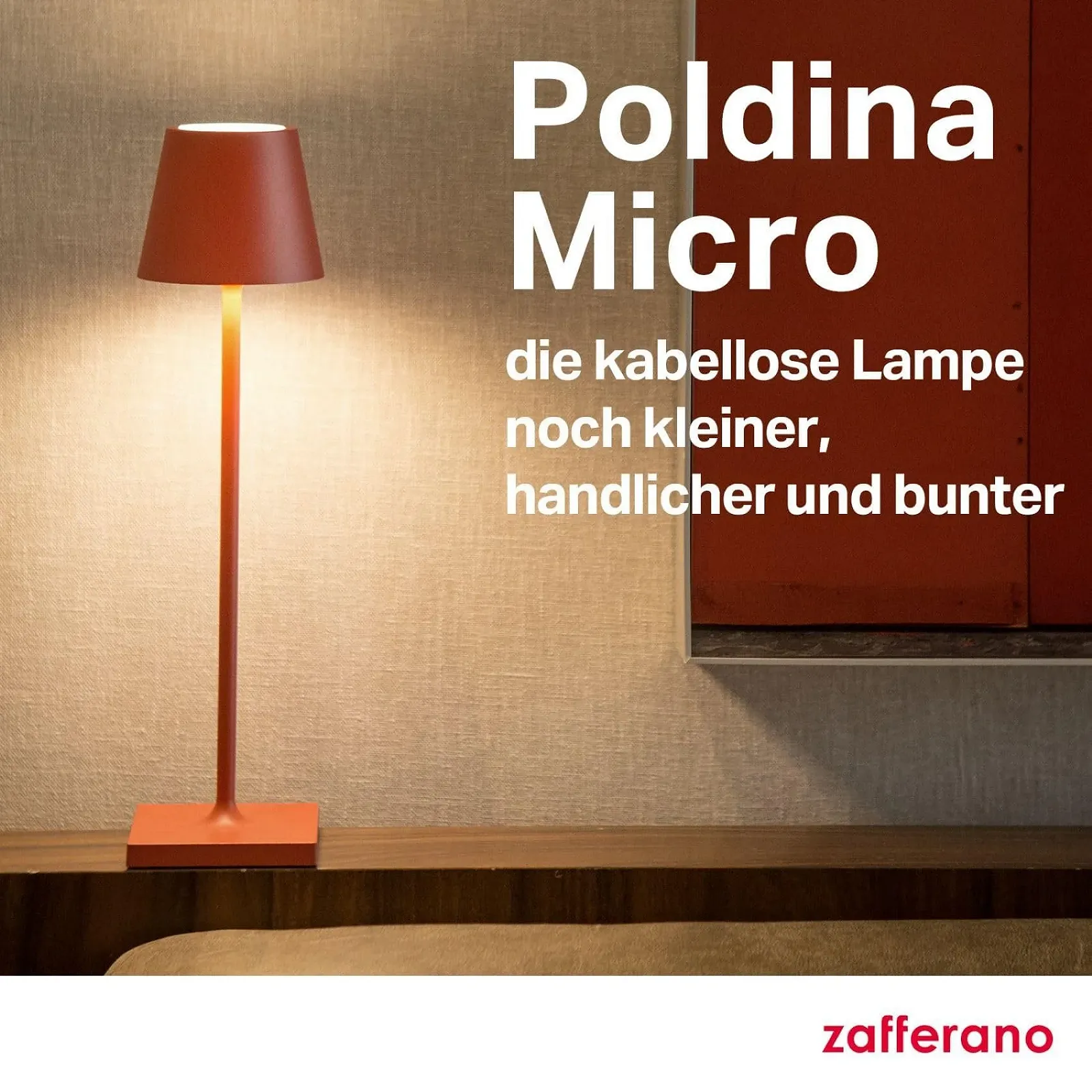 Настільна лампа Zafferano Poldina Micro бездротова акумуляторна сенсорна 2200-3000 K висота 27,5 см ⌀ 7 см Чорна, фото №8