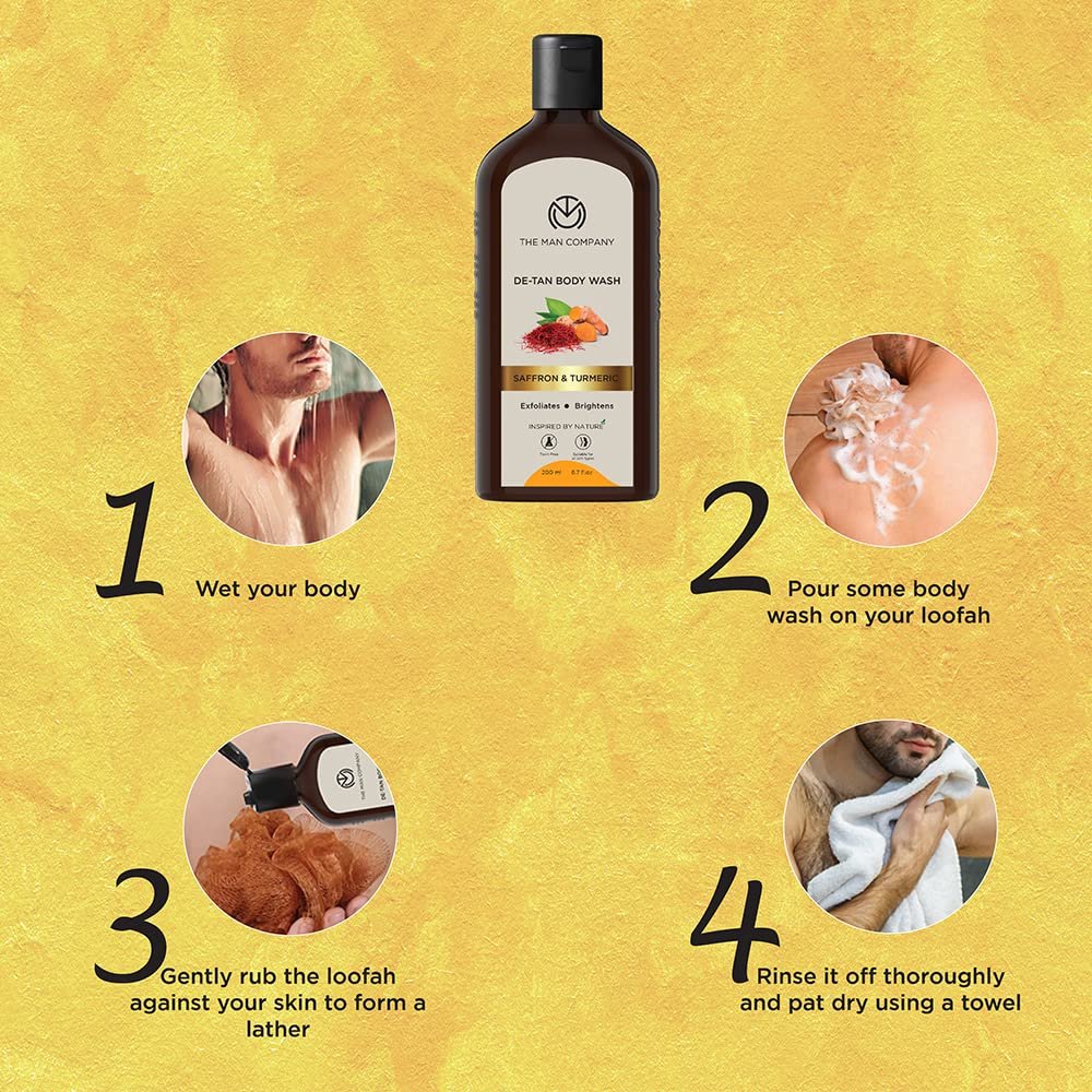 Гель для душу The Man Company De Tan чоловічий з шафраном, куркумою та волоським горіхом 200 мл, фото №6 Гель для душу The Man Company De Tan чоловічий з шафраном, куркумою та волоським горіхом 200 мл, фото №6