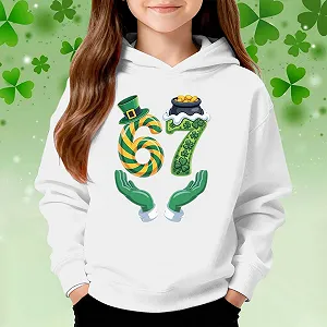 Худи с принтом 67 Meme, Толстовка с длинными рукавами и капюшоном, Удобная мягкая толстовка на День Святого Патрика, Новая толстовка, Повседневный джемпер для мальчиков и девочек synthetic.ua - Фото 1